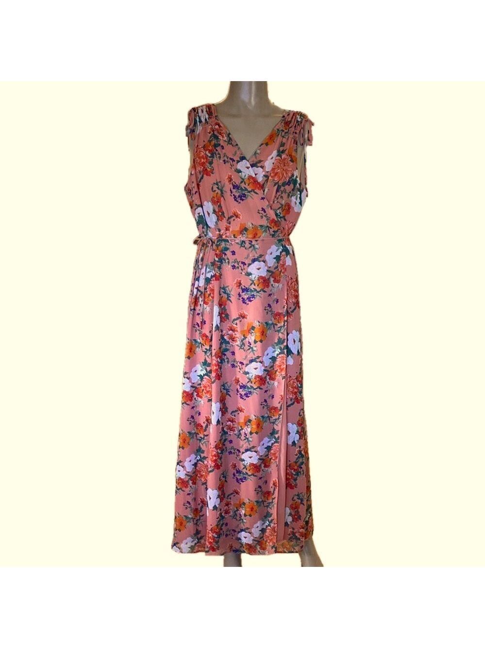 Eva Mendes Pink Sundress with V-neck Flutter Sleeves for Wedding Guest